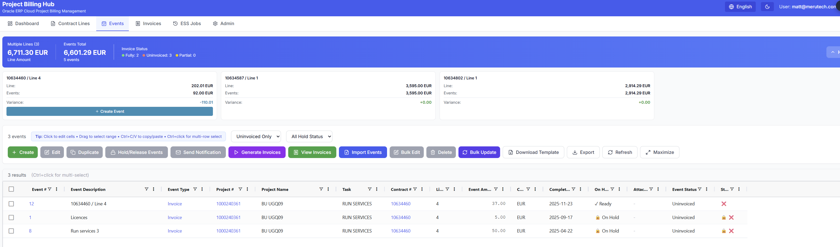 Billing Events Management - Billing Hub